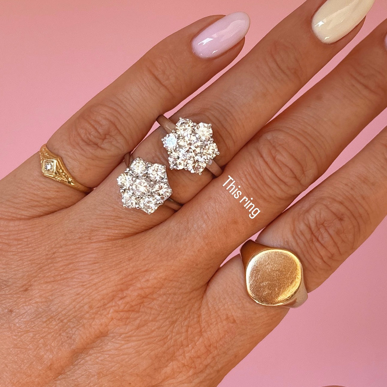 18ct white gold 2.14ct diamond flower ring