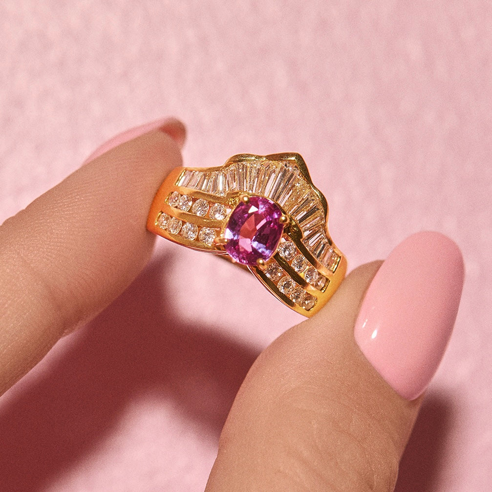 18ct gold 0.97ct ruby and diamond crown ring