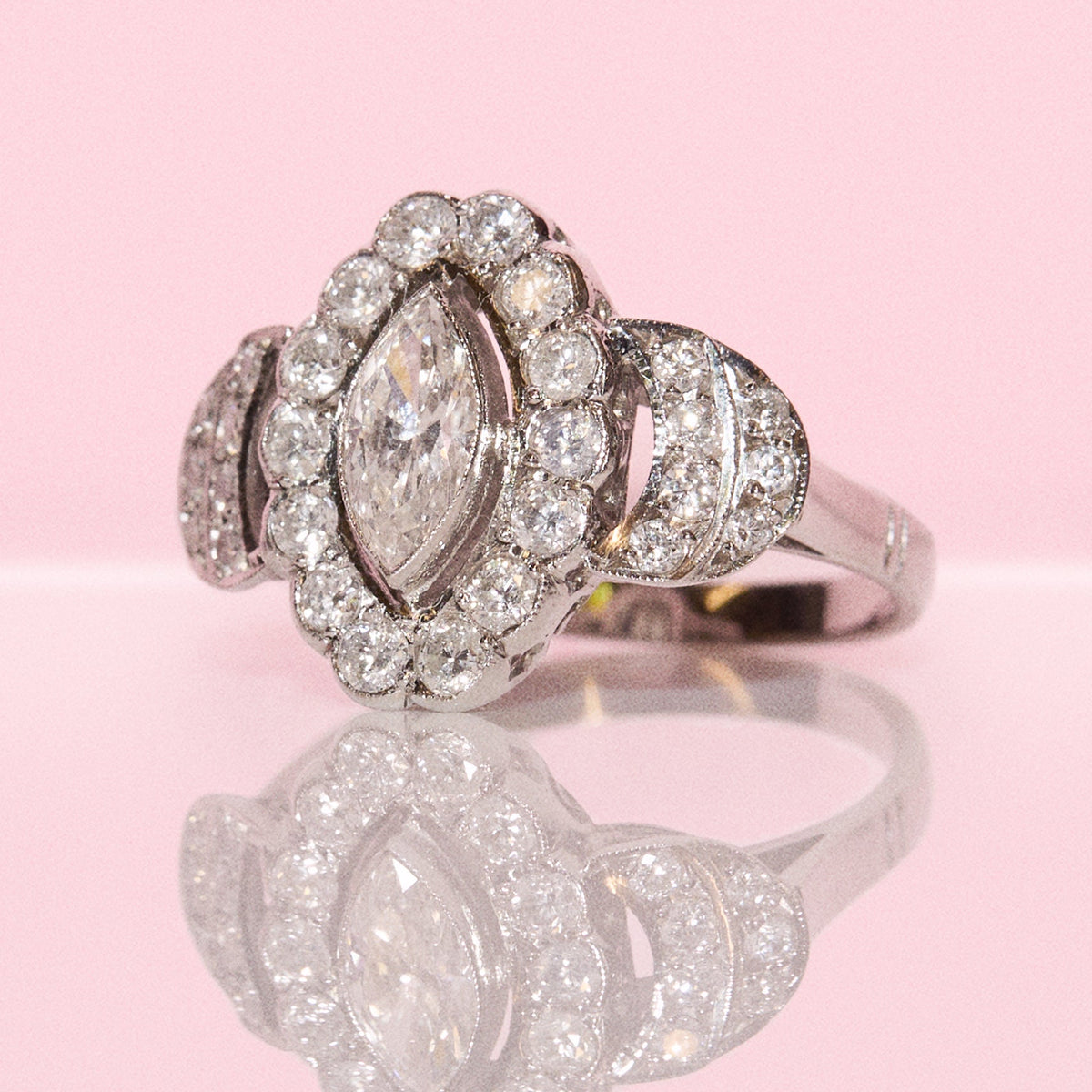 Vintage 18ct white gold 1.60ct diamond ring