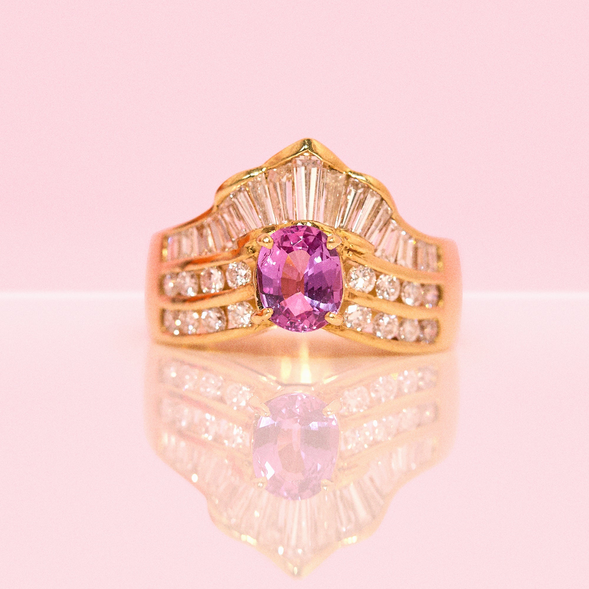 18ct gold 0.97ct ruby and diamond crown ring