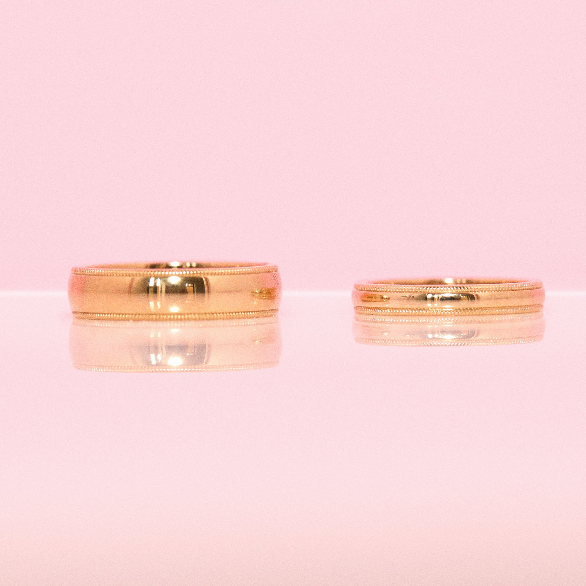 9ct gold beaded edge 3mm band