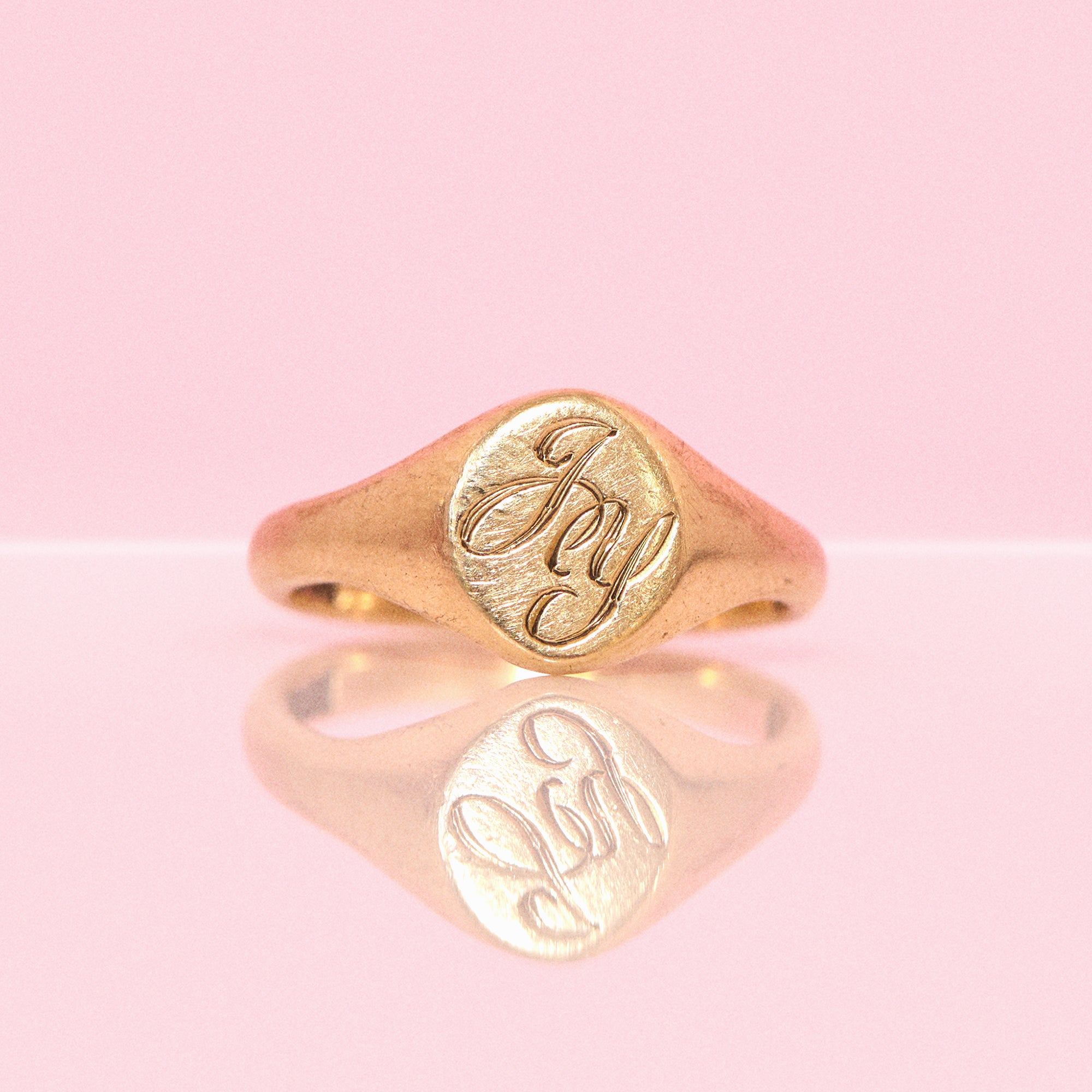 9ct gold round vintage signet ring with initials engraving (made to order)