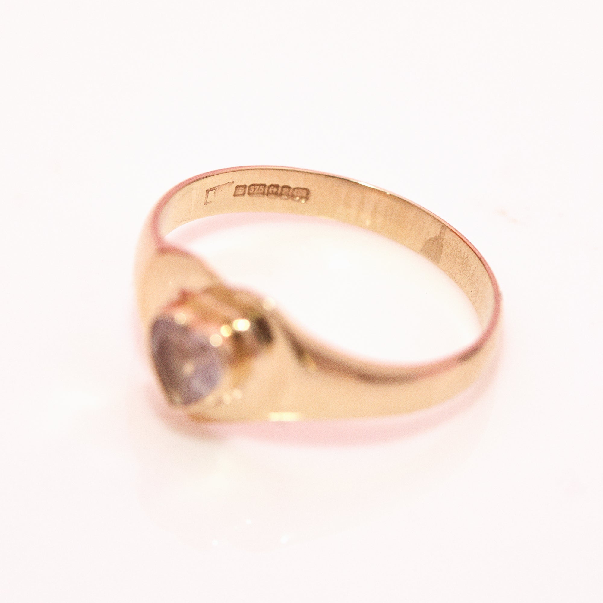 9ct gold heart-shaped rose quartz vintage signet ring