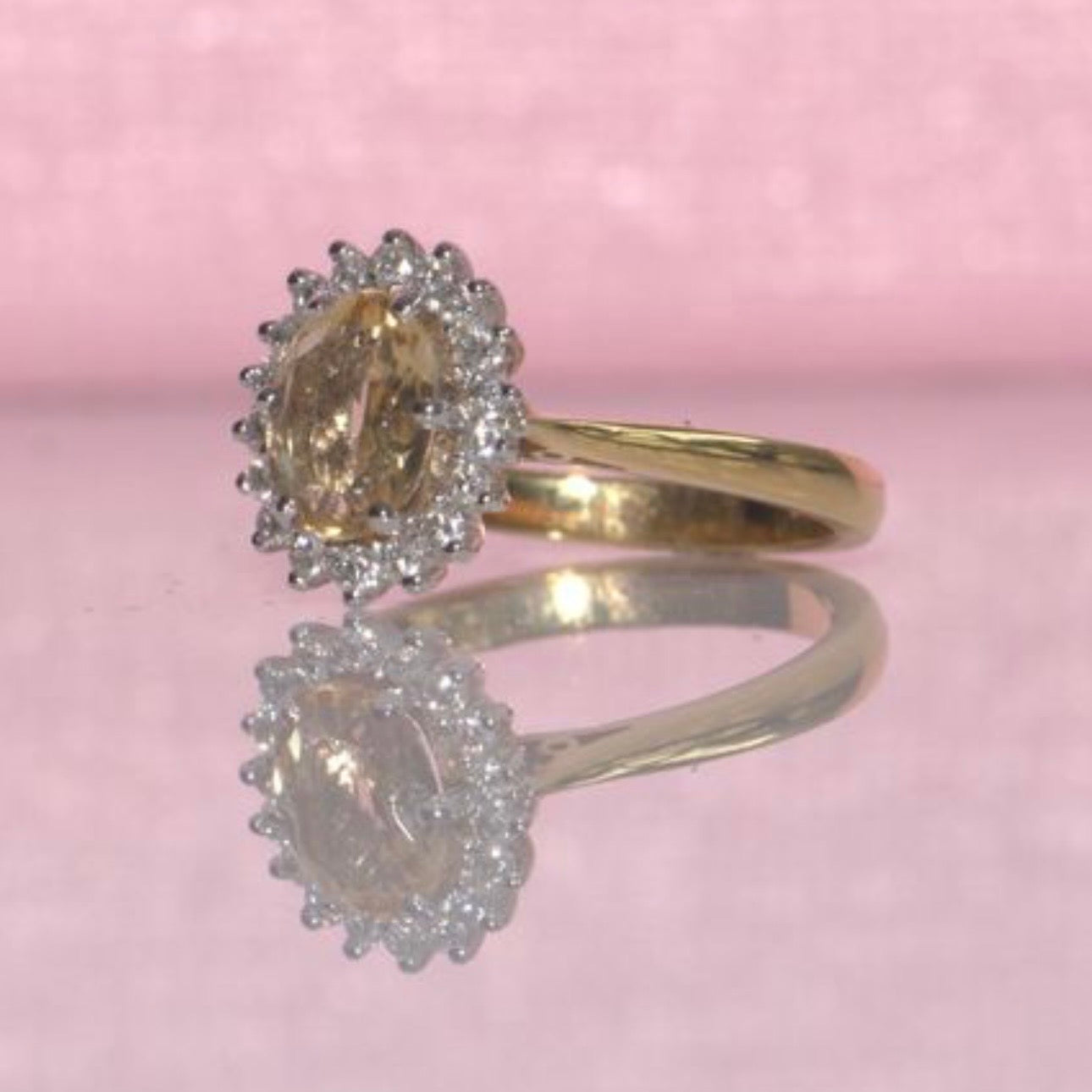 Platinum yellow topaz cluster ring