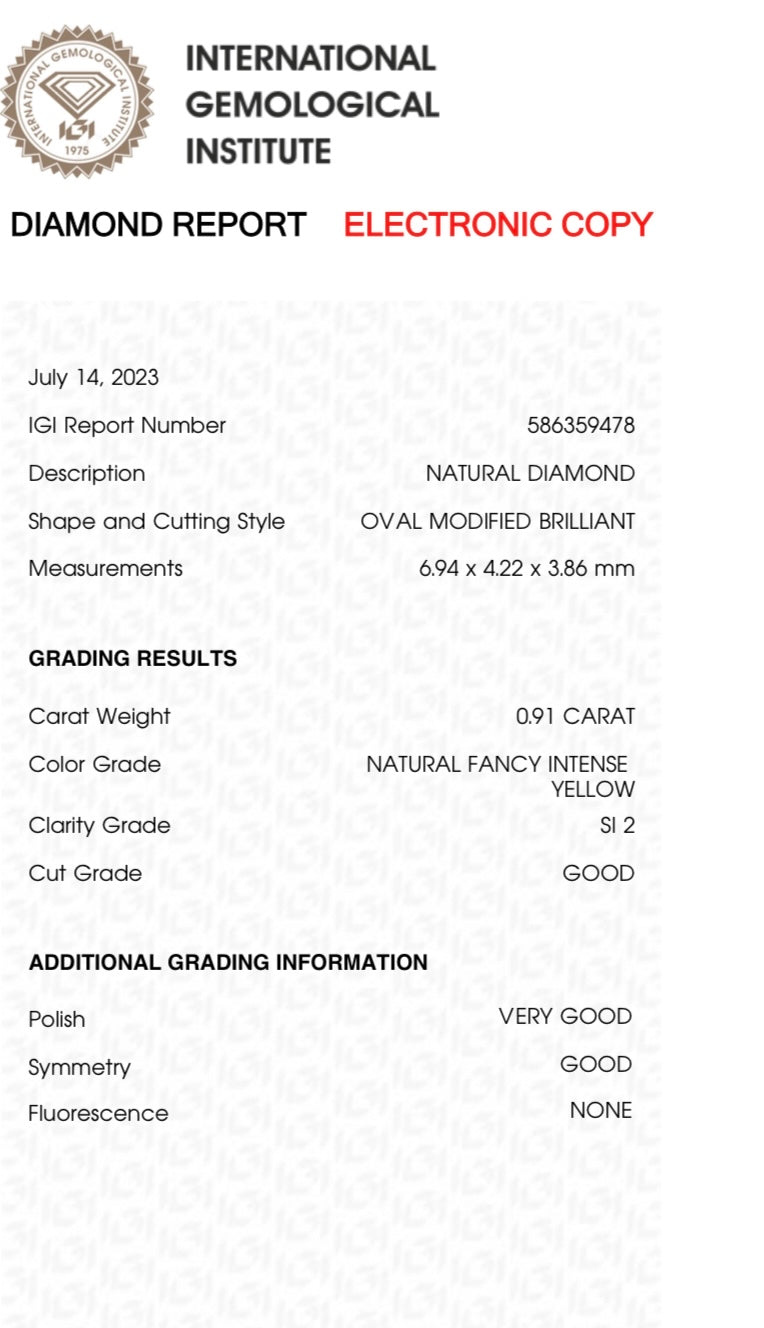 18ct gold 0.91ct yellow diamond three stone ring (made to order)