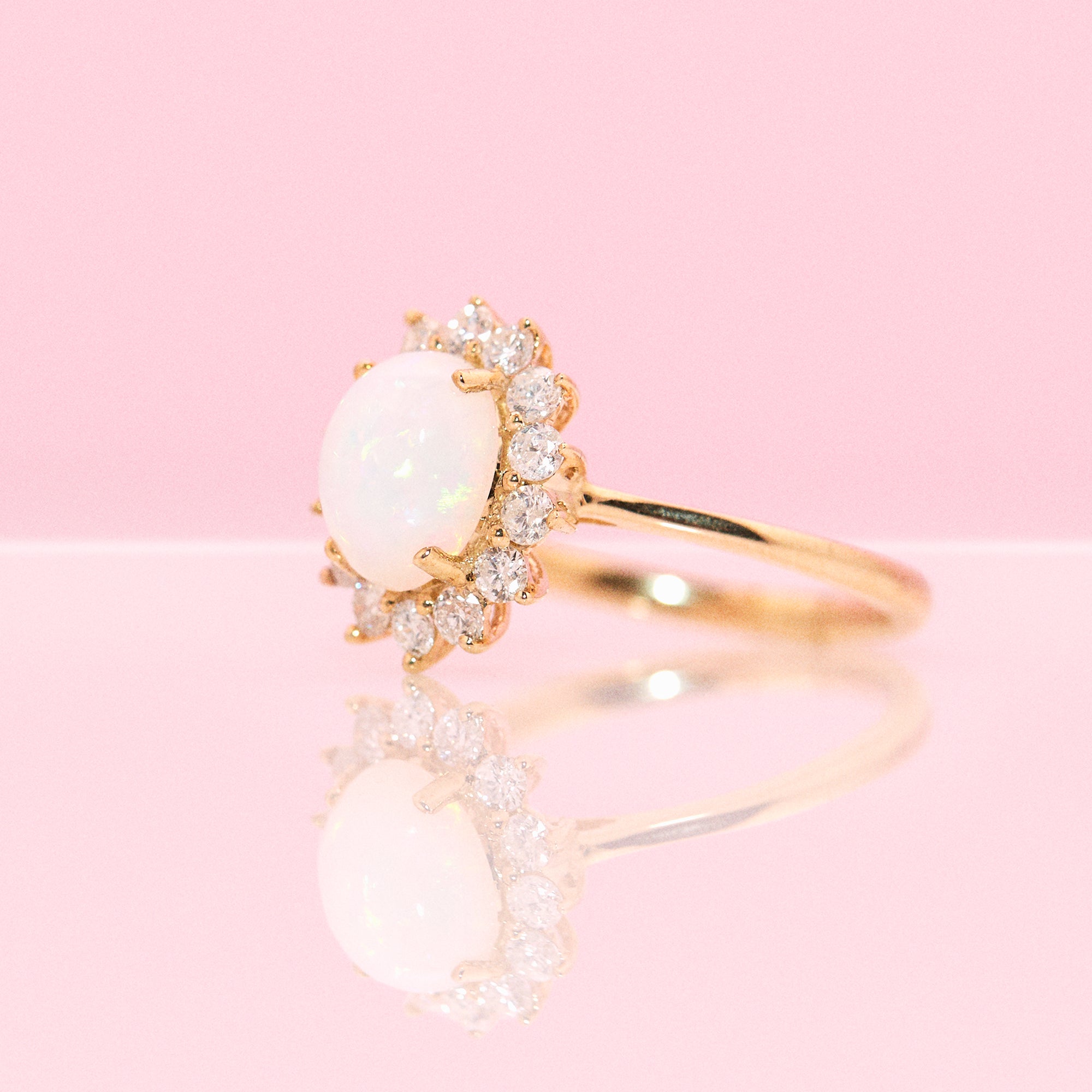 18ct gold opal and diamond cluster ring