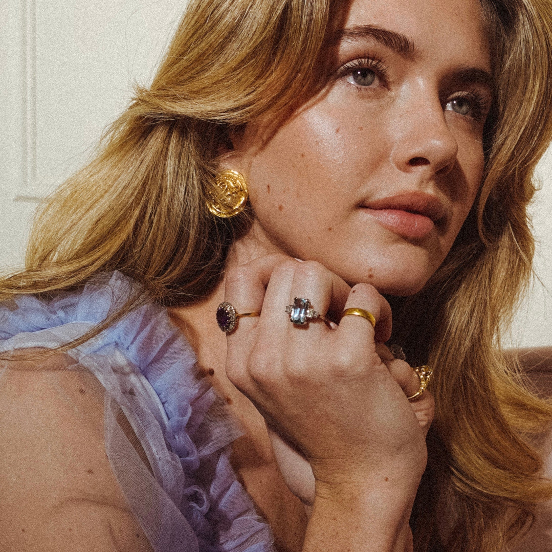 18ct gold amethyst and diamond cluster ring