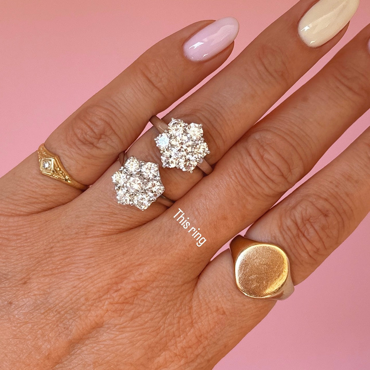 18ct white gold 1.90ct diamond flower ring