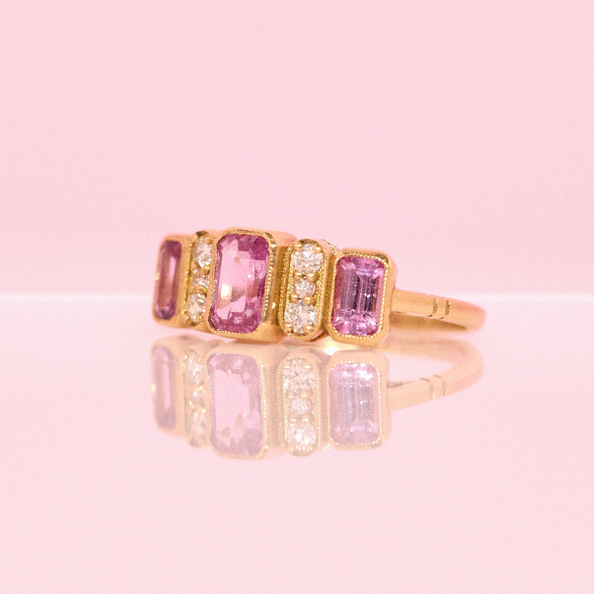 18ct gold pink sapphire and diamond ring (made to order)