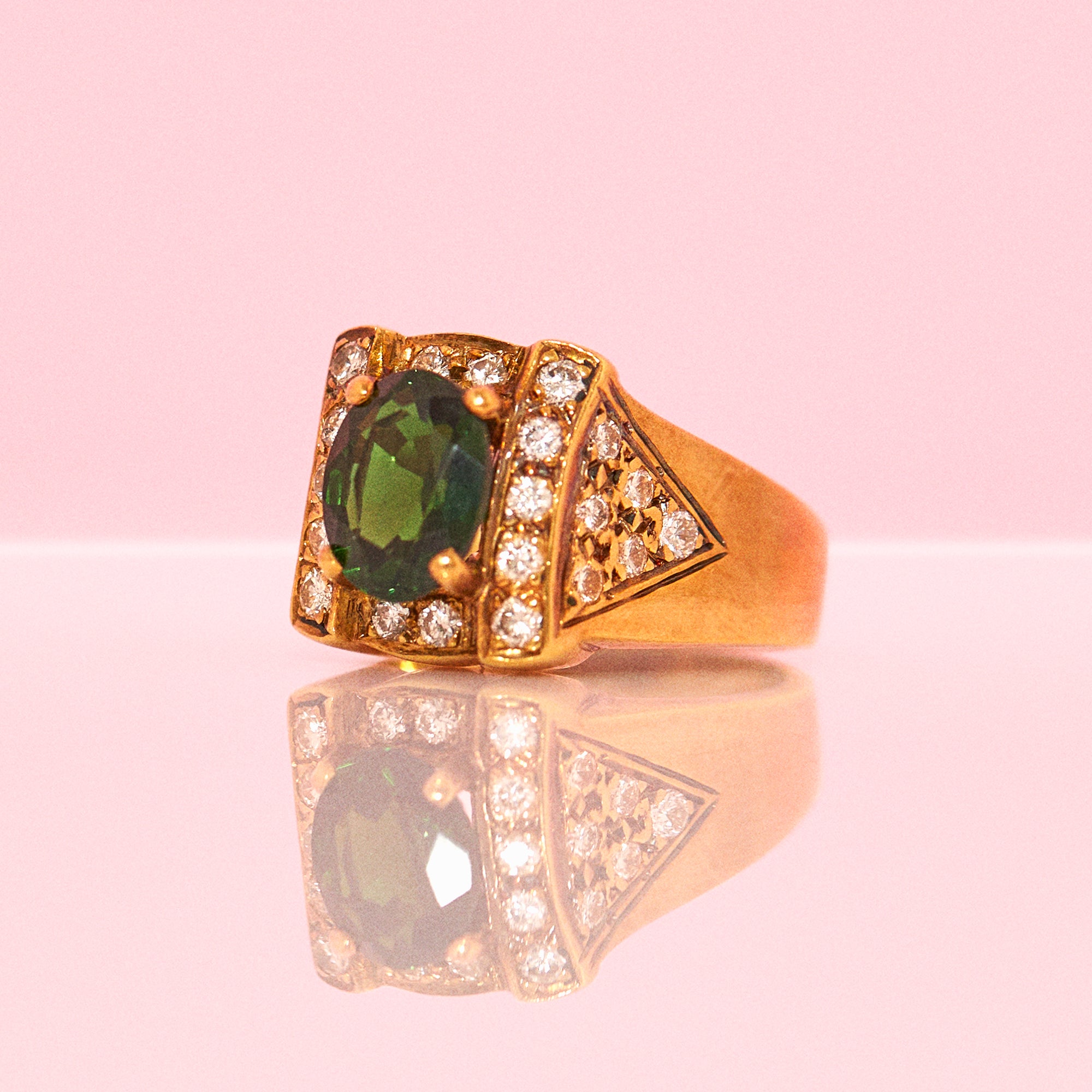 18ct gold tourmaline and diamond ring