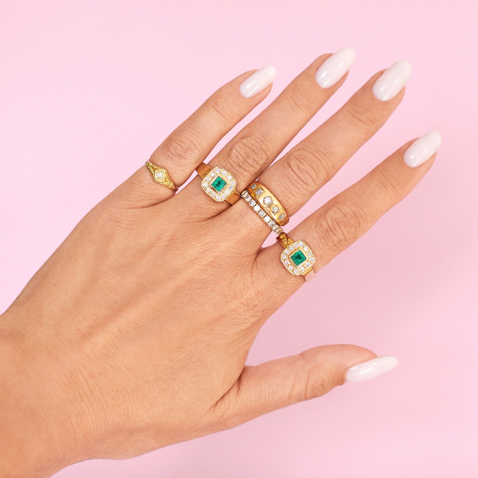 18ct gold emerald and diamond ring