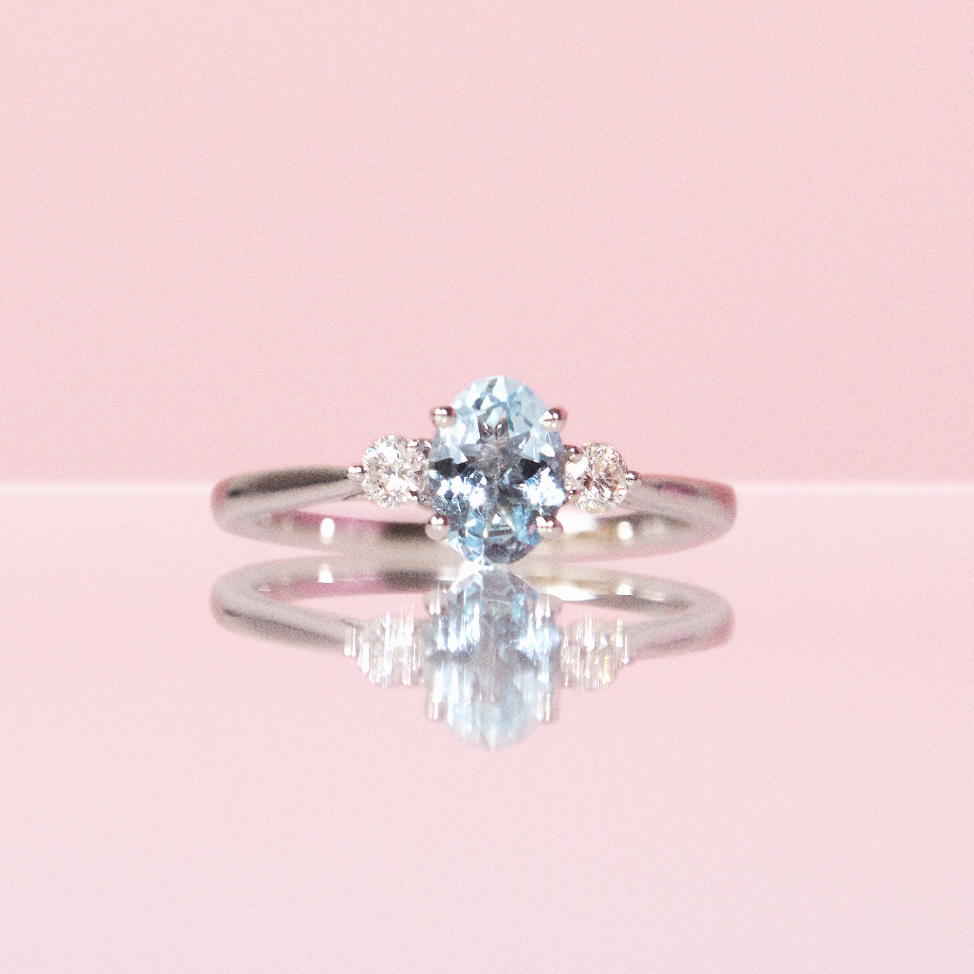 18ct white gold aquamarine and diamond ring (made to order)