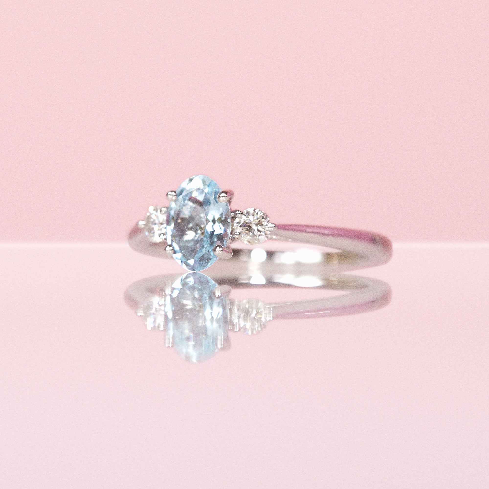 18ct white gold aquamarine and diamond ring (made to order)