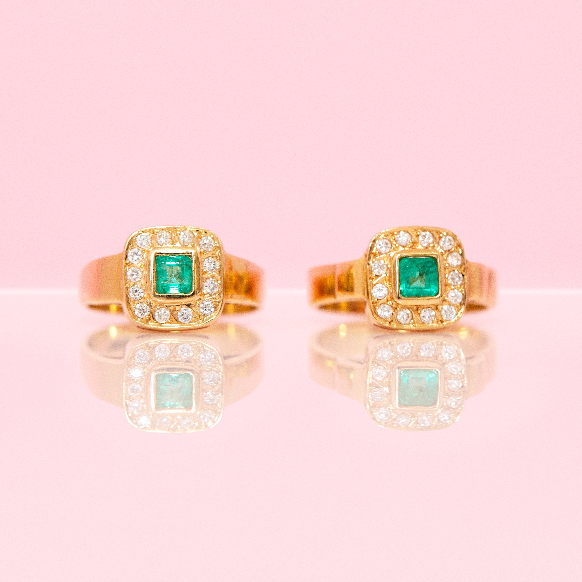 18ct gold emerald and diamond ring