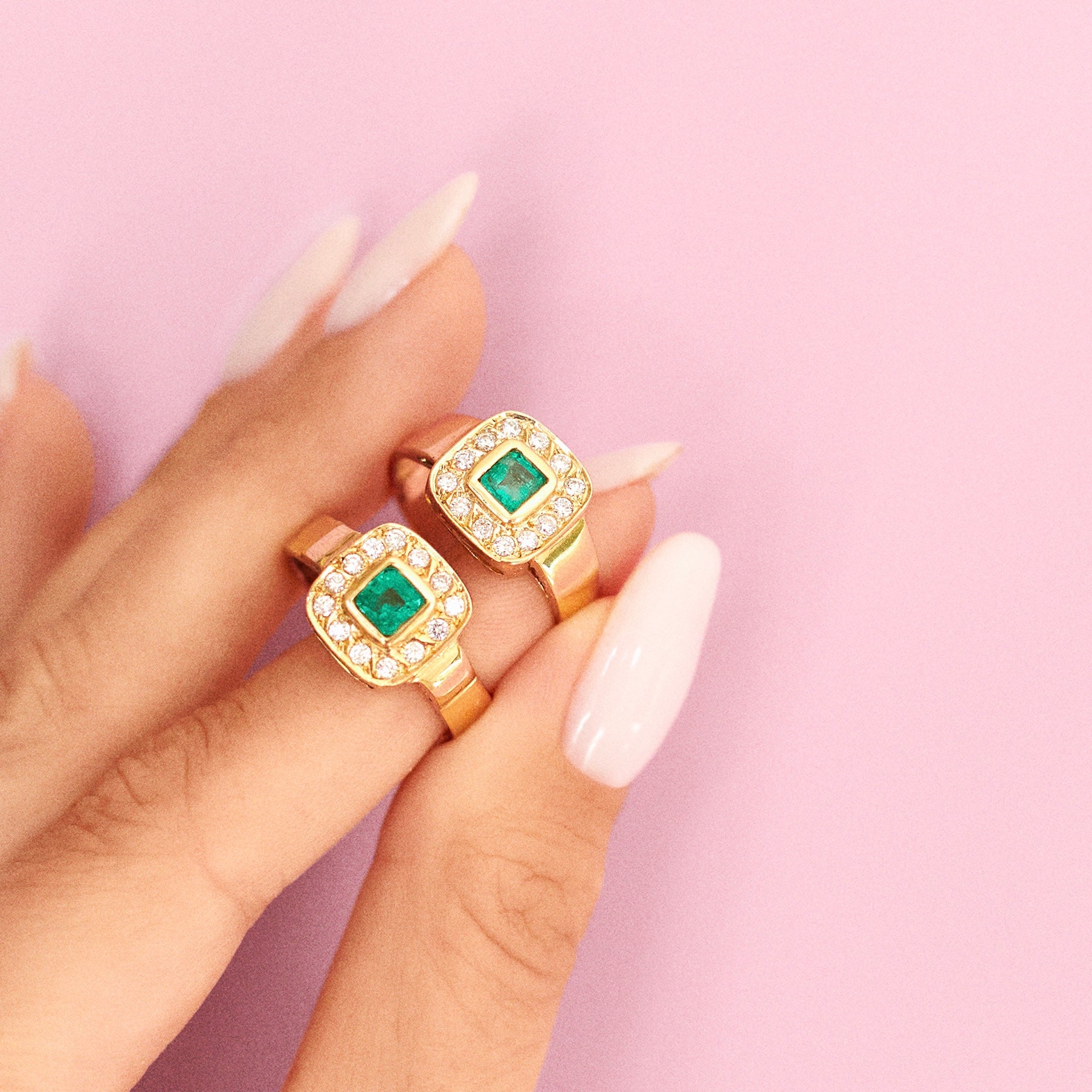 18ct gold emerald and diamond ring
