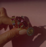 18ct gold pink tourmaline and diamond ring