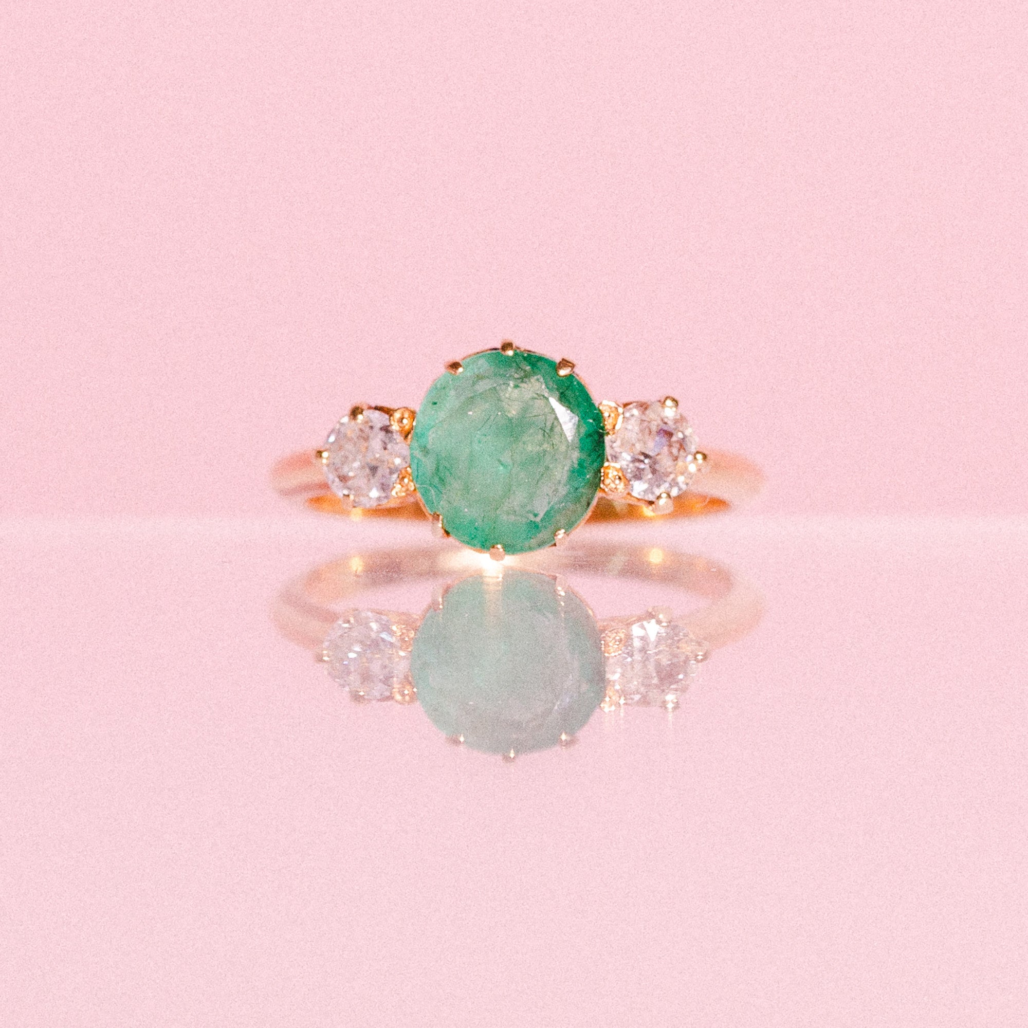 9ct gold emerald and diamond ring