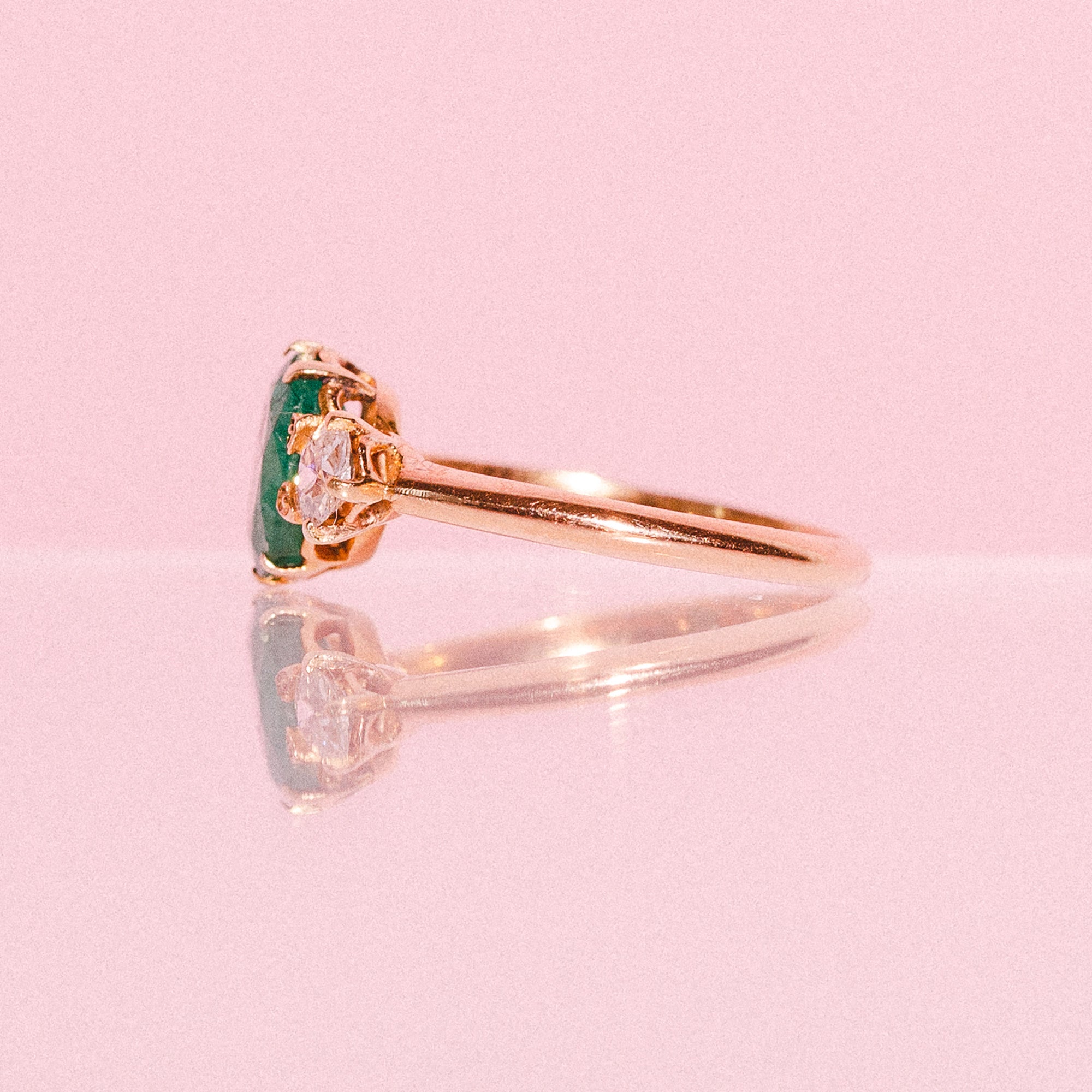 9ct gold emerald and diamond ring