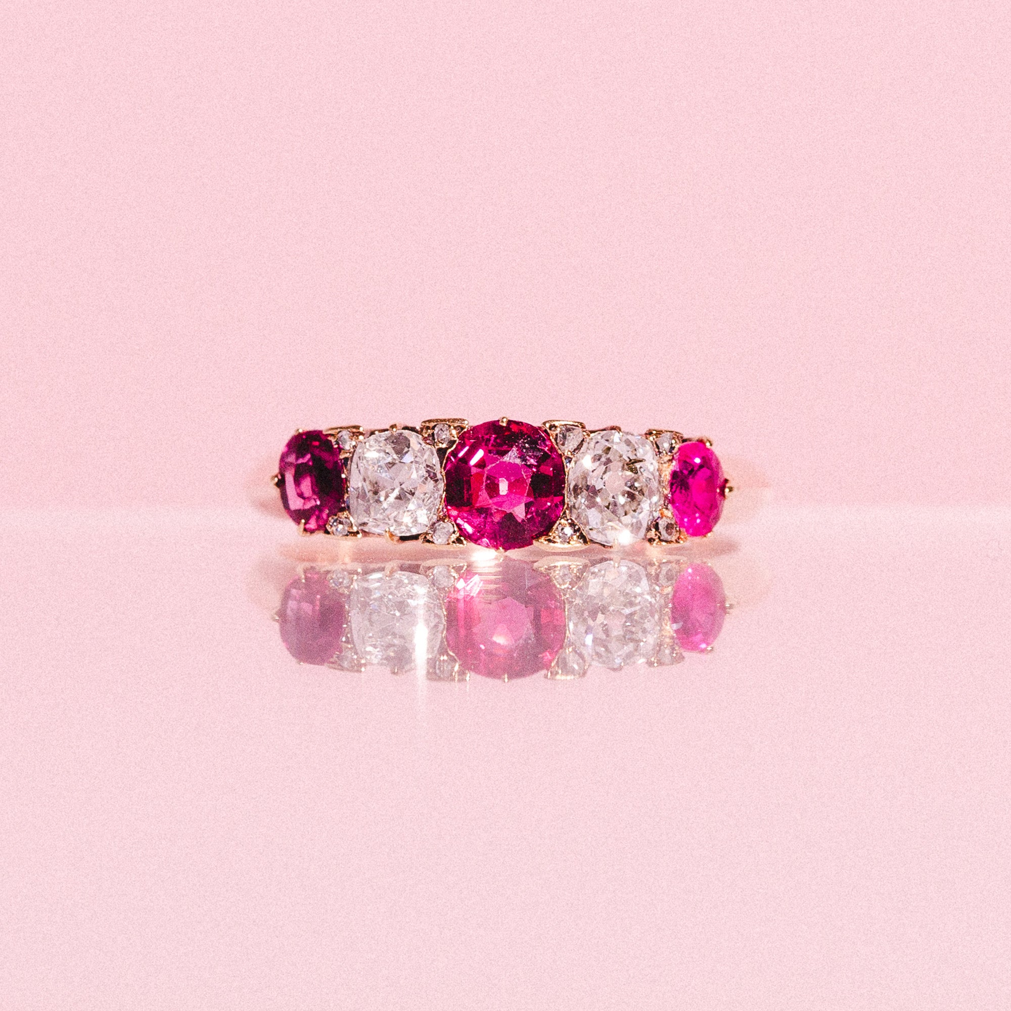 18ct rose gold ruby and diamond ring