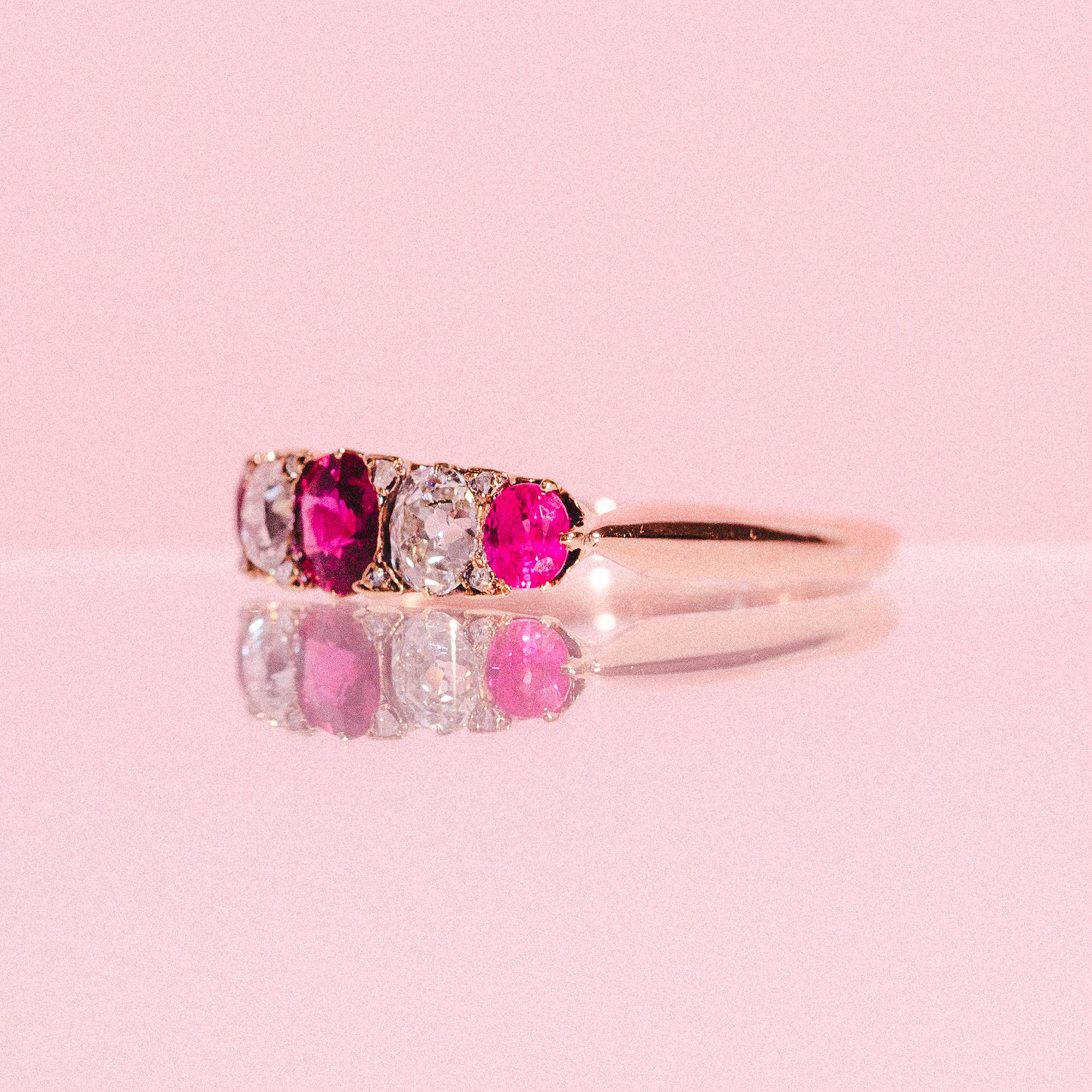 18ct rose gold ruby and diamond ring