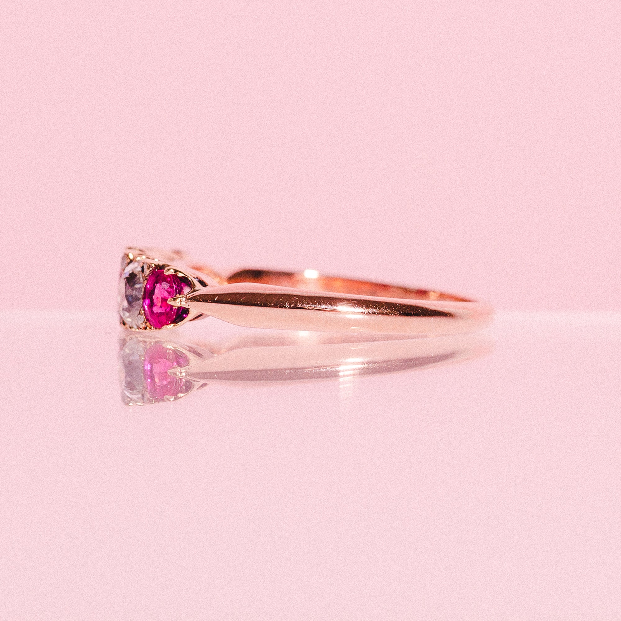 18ct rose gold ruby and diamond ring