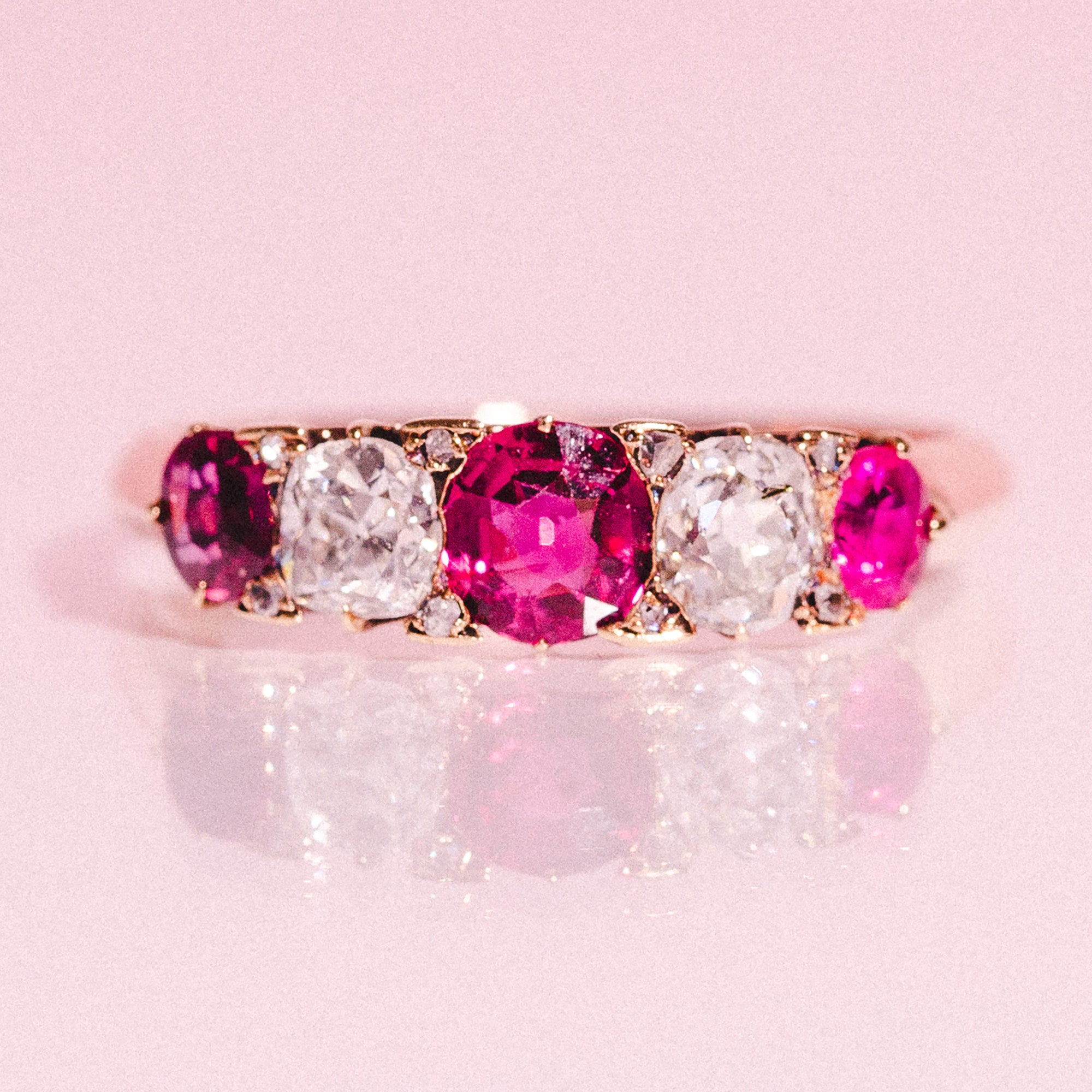 18ct rose gold ruby and diamond ring