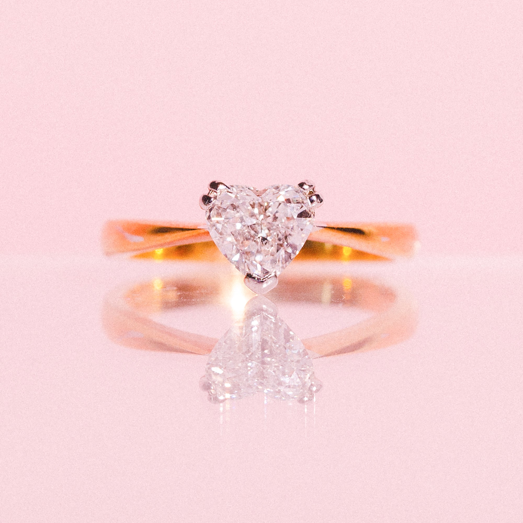 18ct gold ring set with a heart shaped diamond