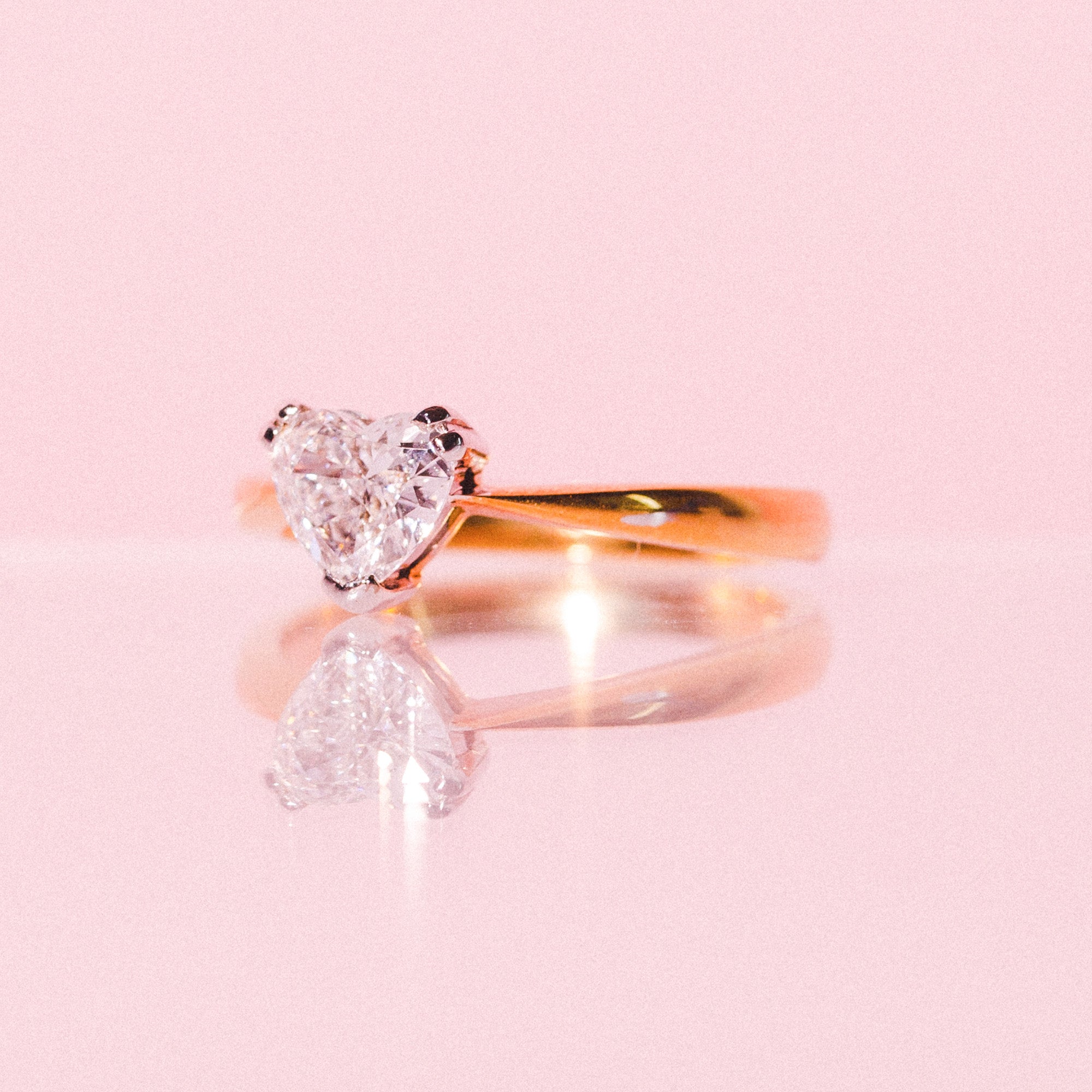 18ct gold ring set with a heart shaped diamond