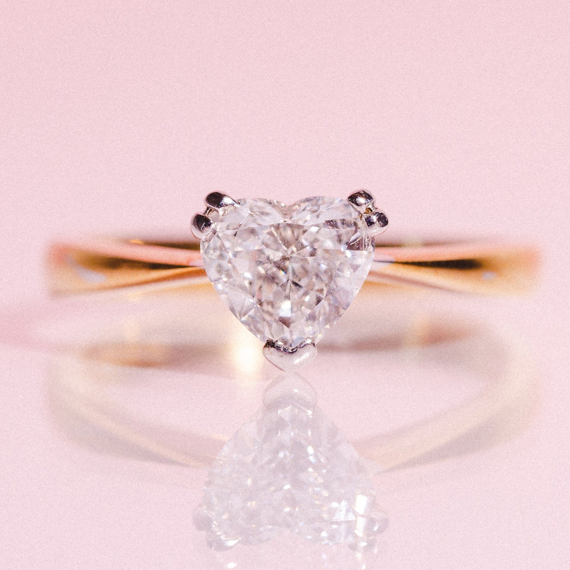18ct gold ring set with a heart shaped diamond