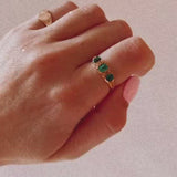 18ct gold green garnet and diamond ring