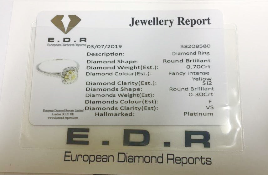 Platinum yellow diamond ring