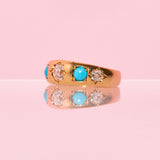 18ct gold diamond and turquoise gypsy ring from 1895