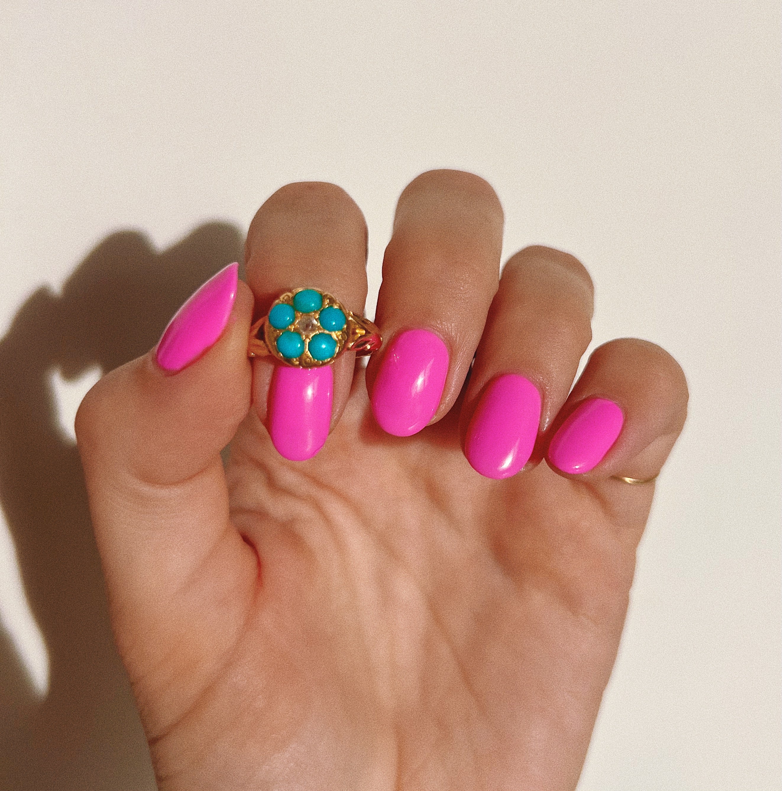 18ct gold turquoise and a diamond flower ring