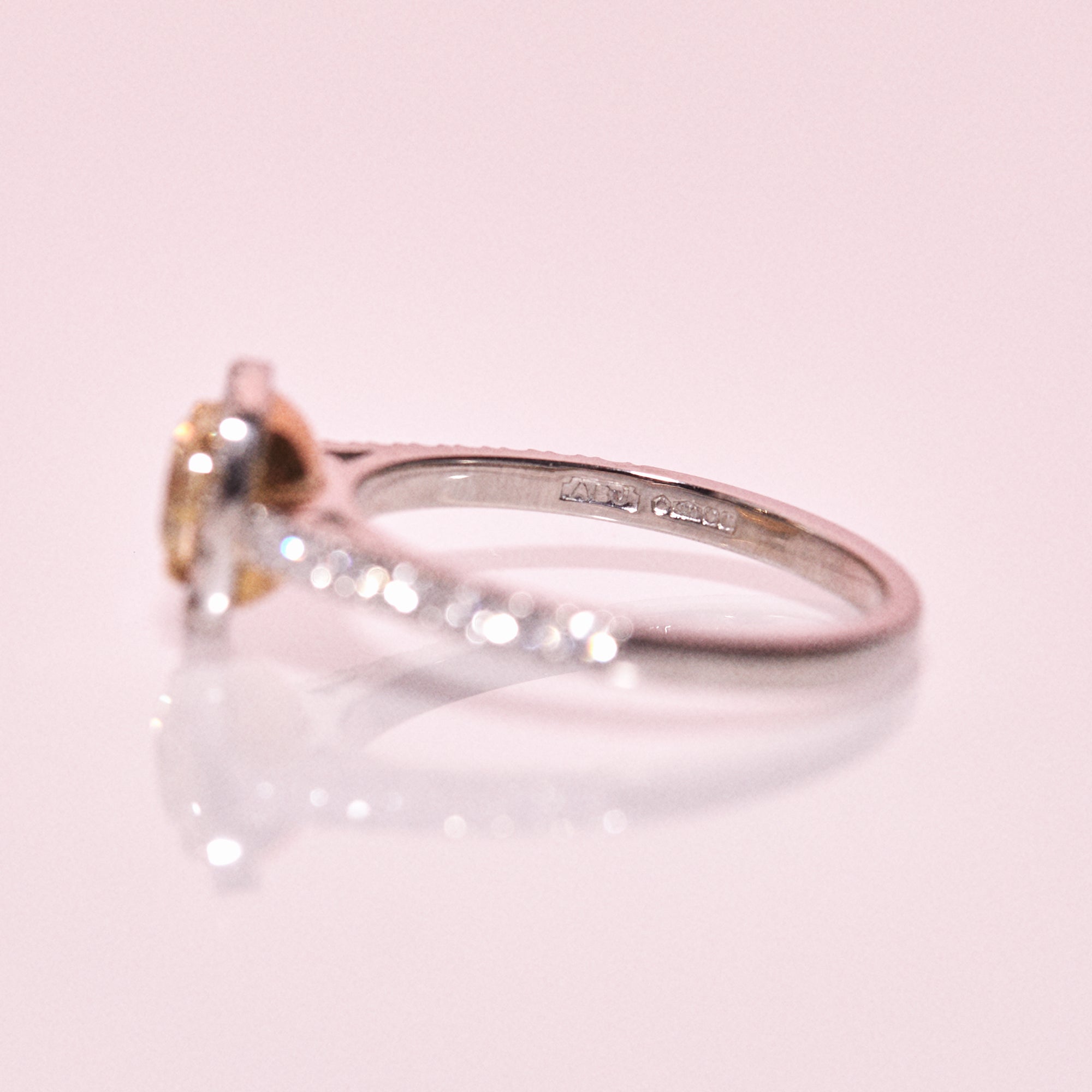 Platinum yellow diamond ring