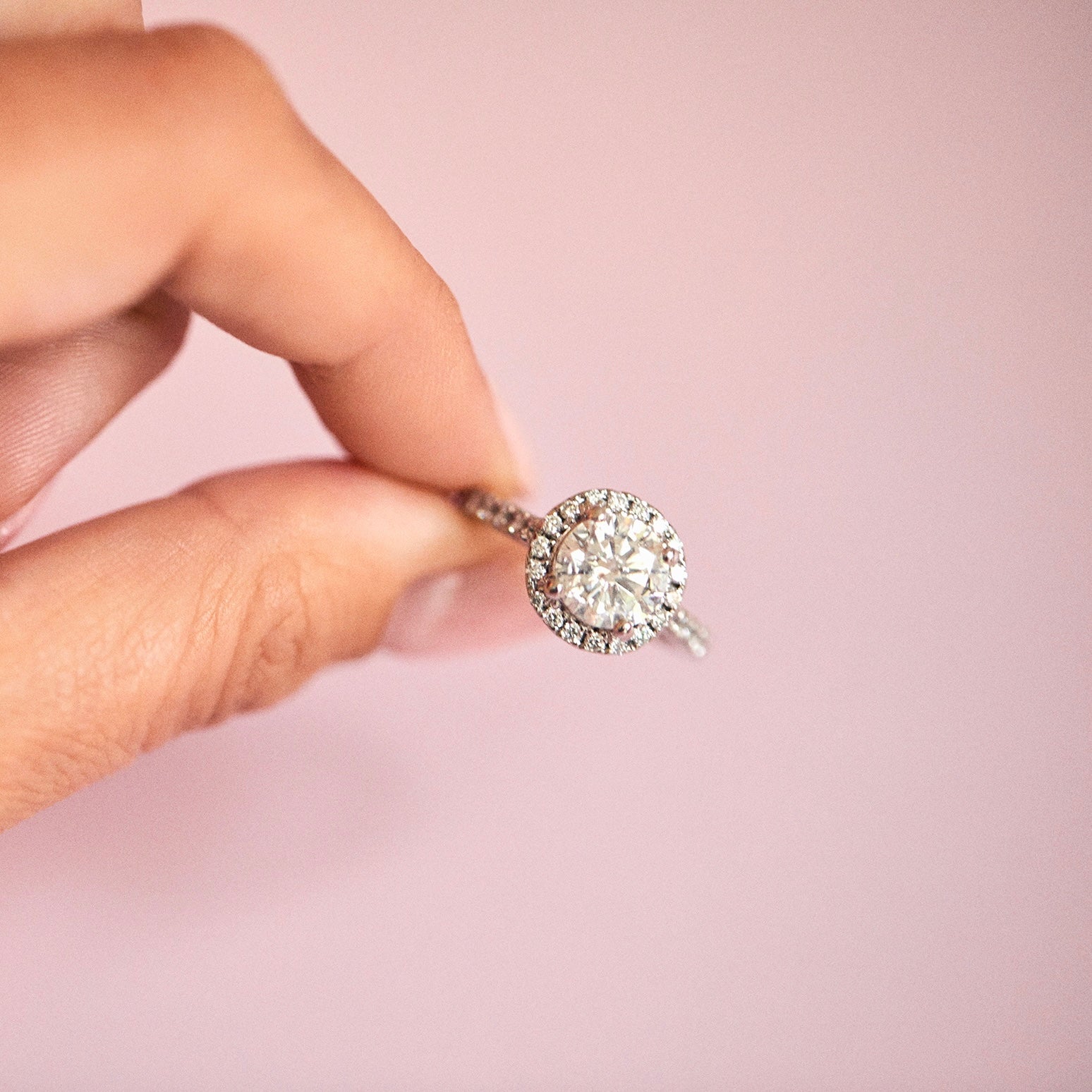 Platinum 1.90ct round brilliant cut diamond halo ring