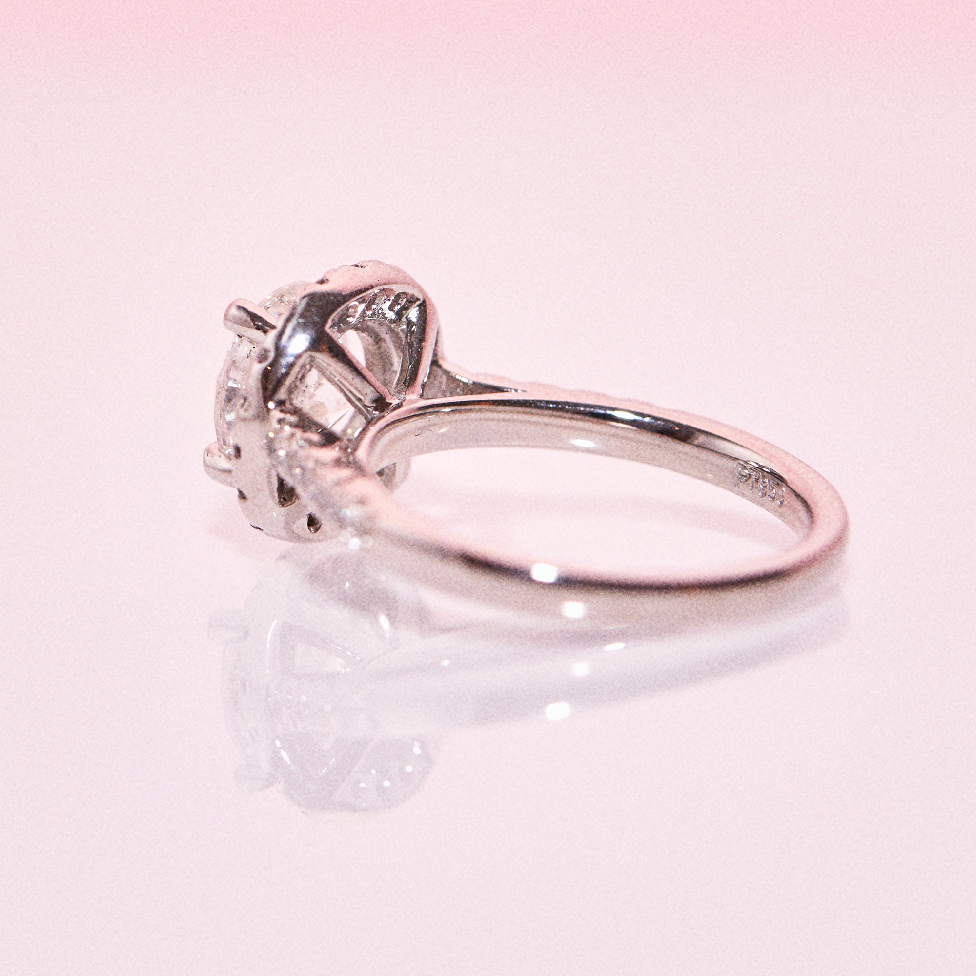 Platinum 1.90ct round brilliant cut diamond halo ring