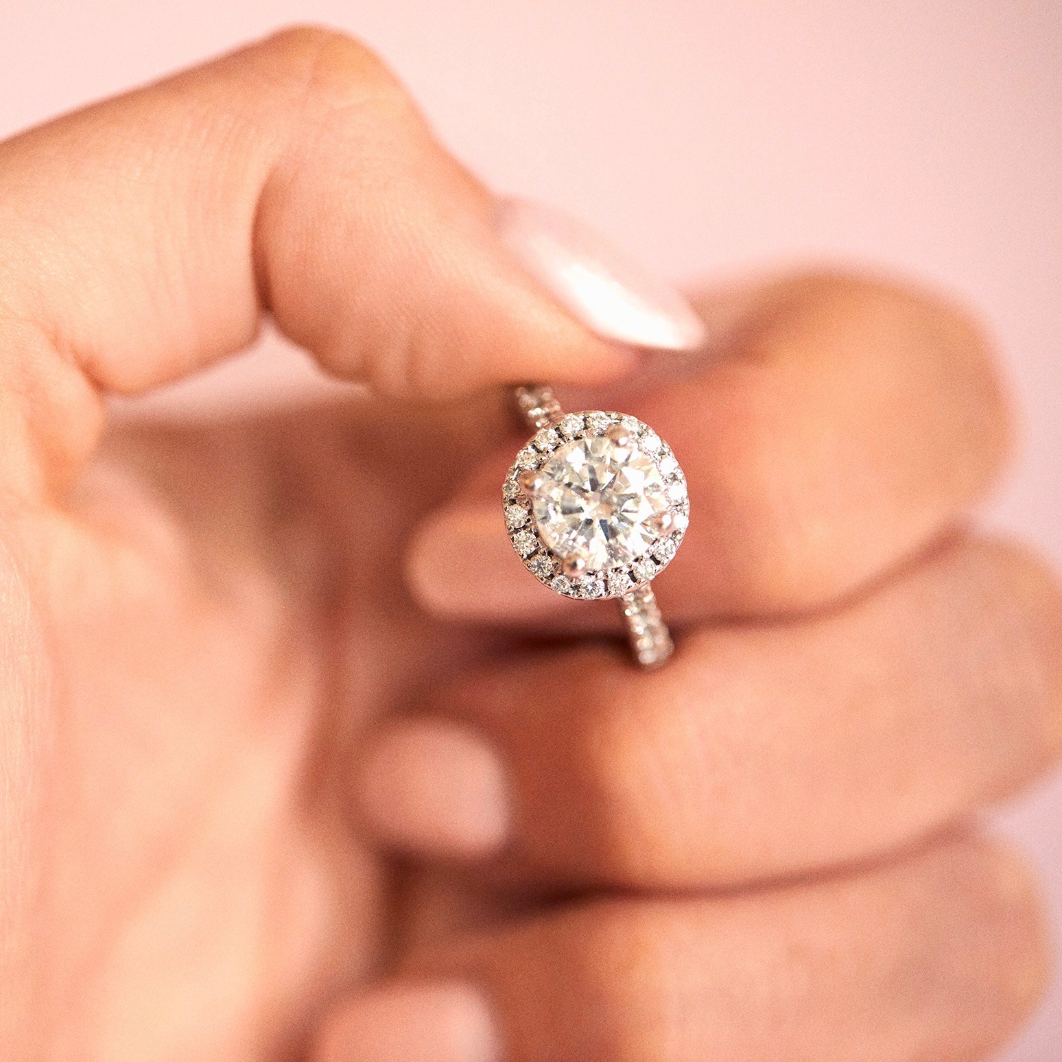 Platinum 1.90ct round brilliant cut diamond halo ring