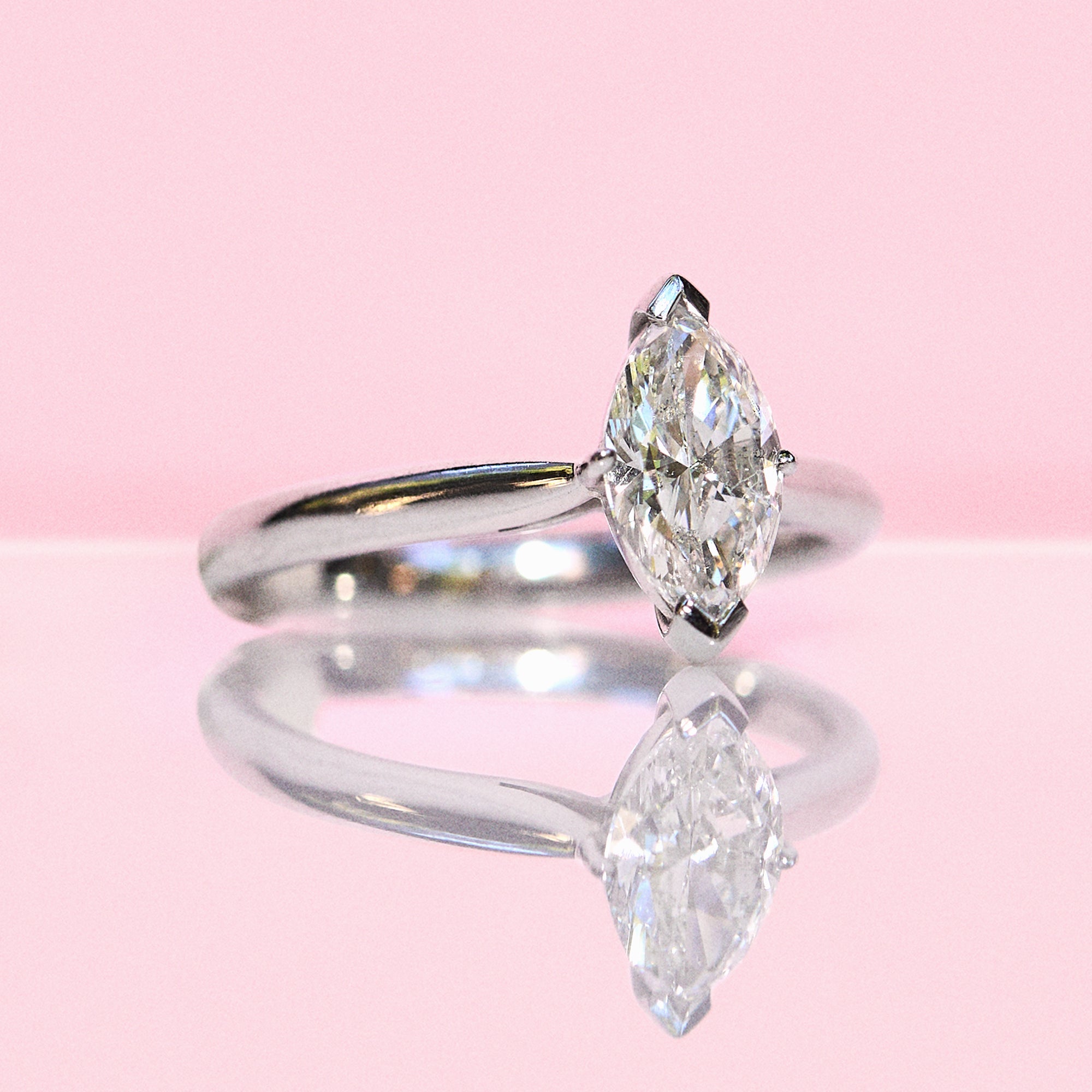 Platinum 1.0ct marquise cut diamond ring