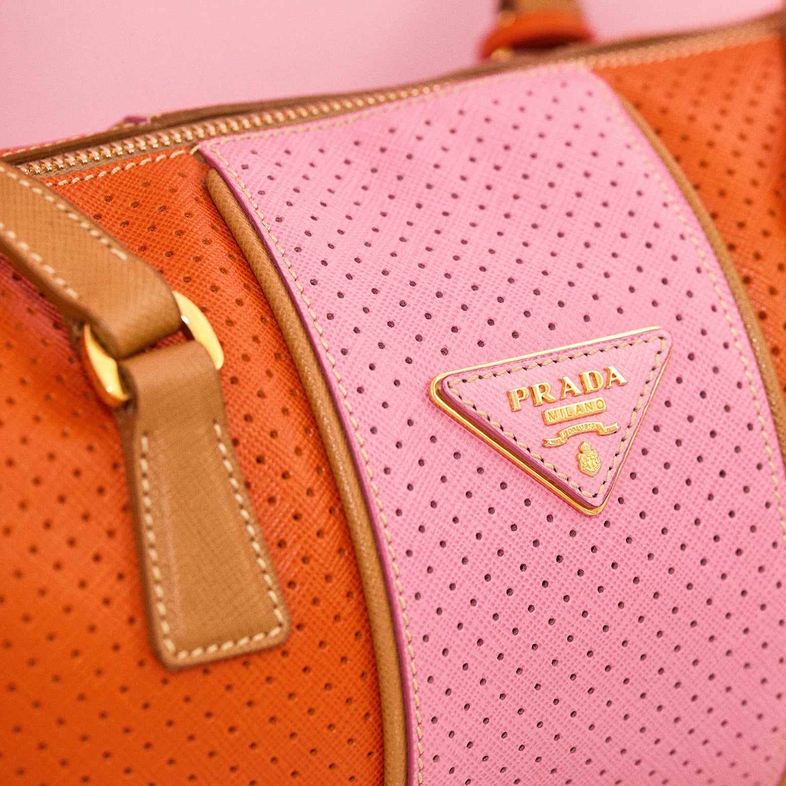 Prada pink and orange vintage shoulder bag from 2010