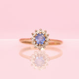 9ct gold sapphire and diamond cluster ring