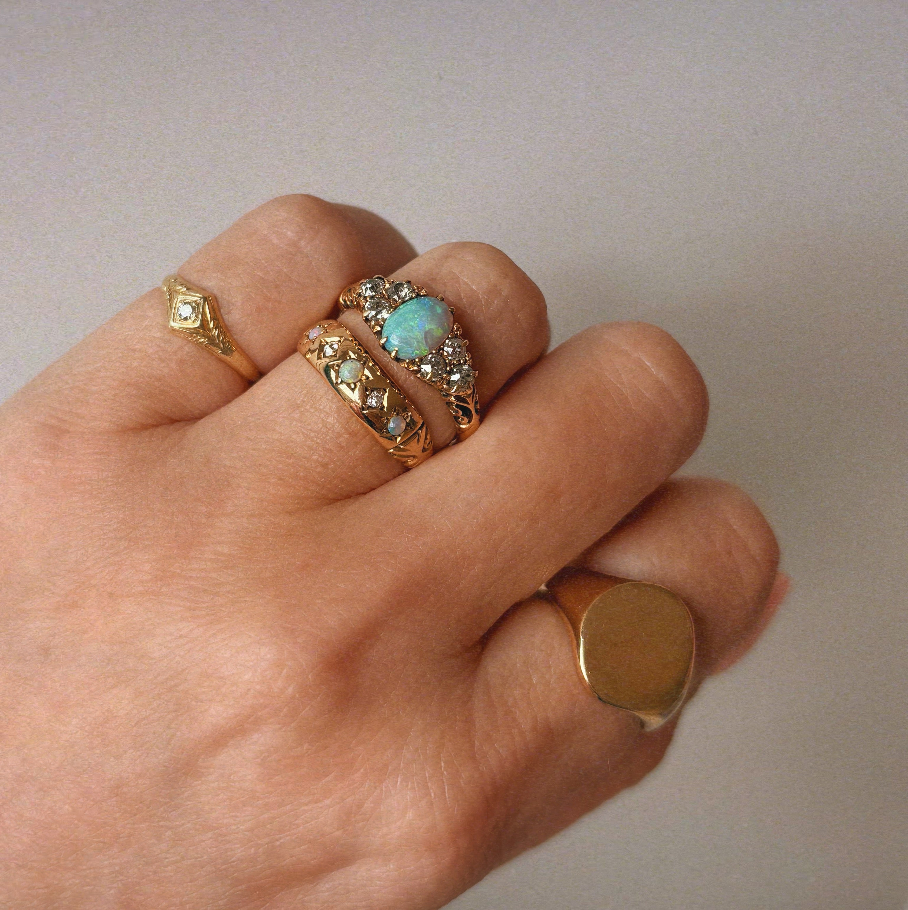 18ct gold opal and diamond Edwardian ring