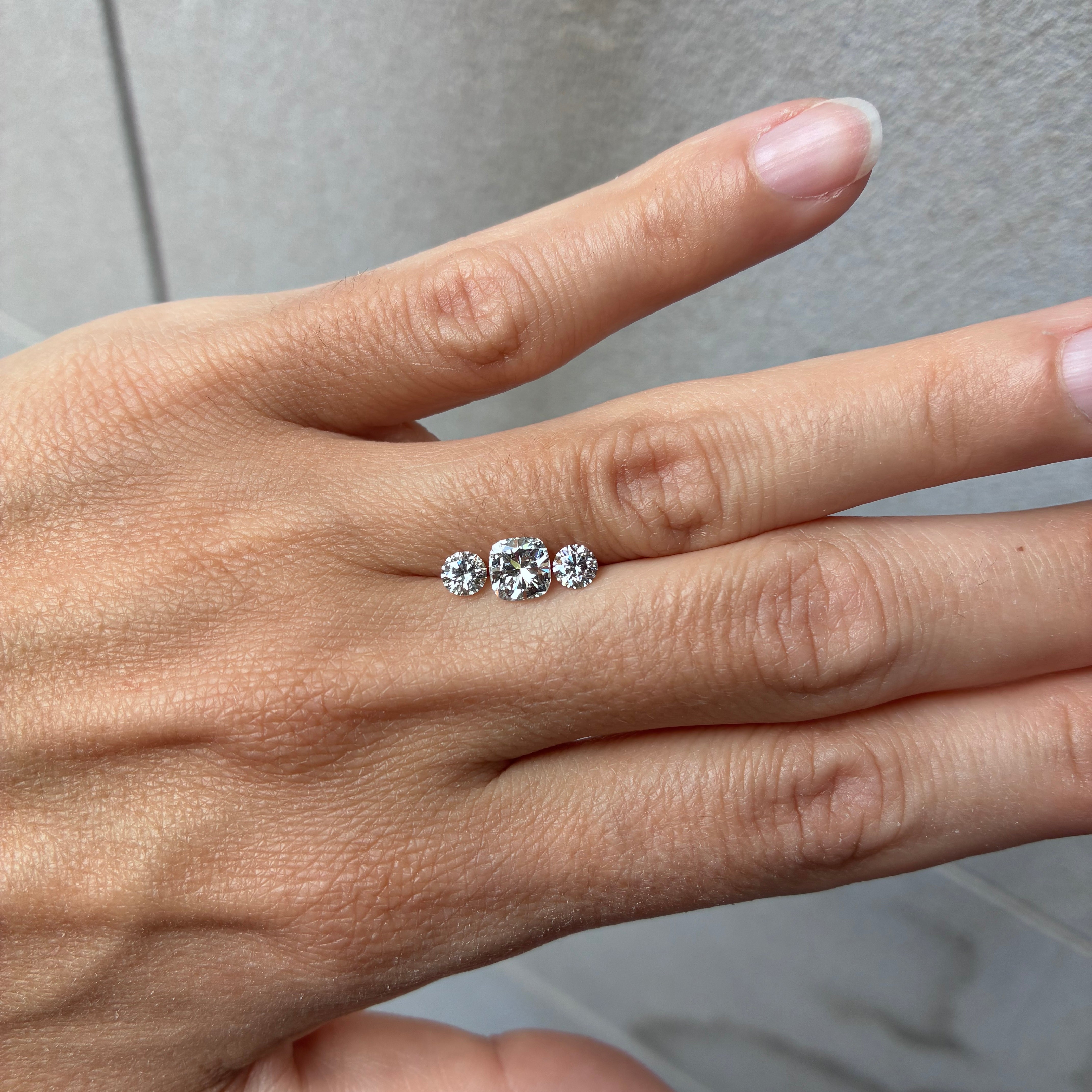 18ct gold 1.01ct cushion cut diamond trilogy chunky ring