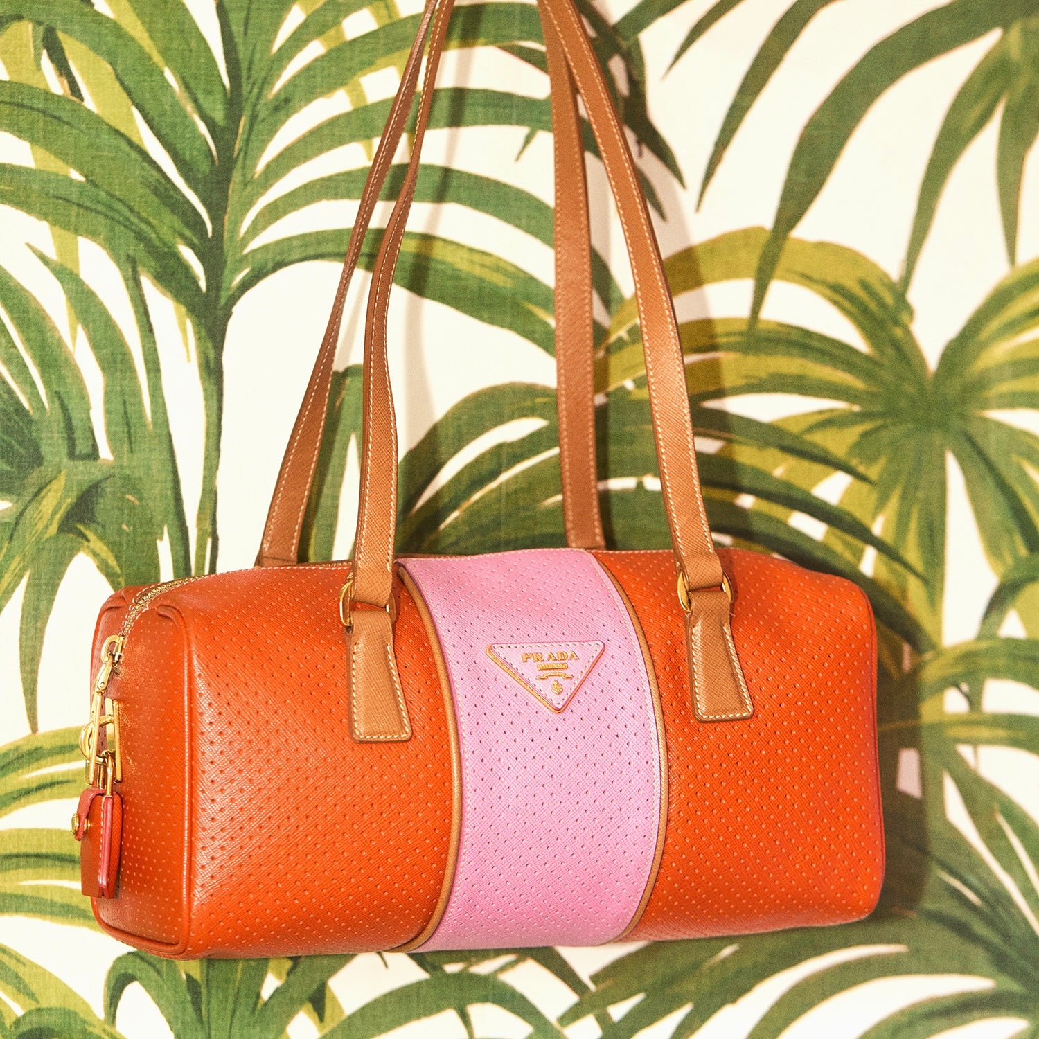 Prada pink and orange vintage shoulder bag from 2010