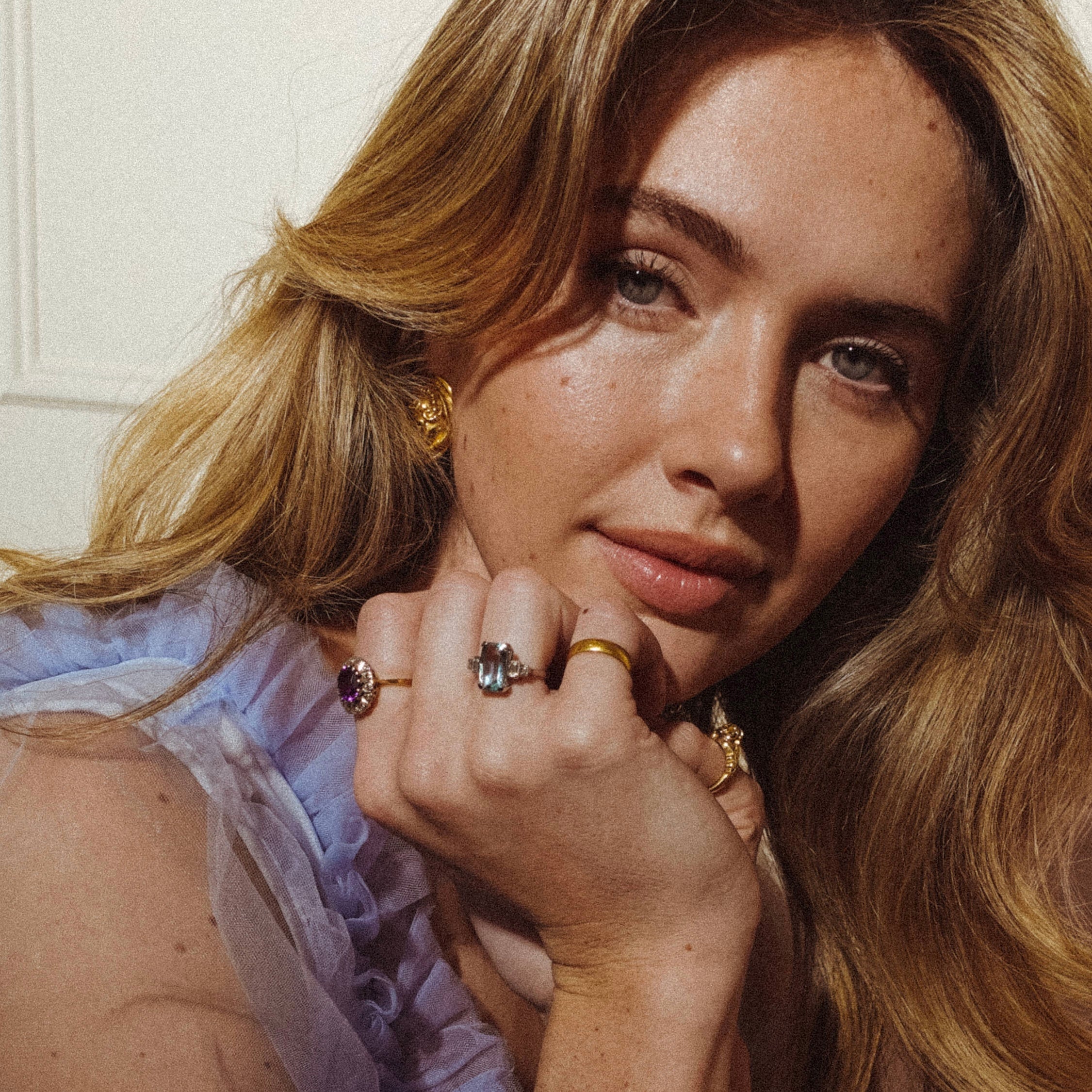 18ct gold amethyst and diamond cluster ring