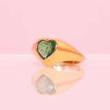 14ct gold 1.25ct emerald heart shaped signet ring