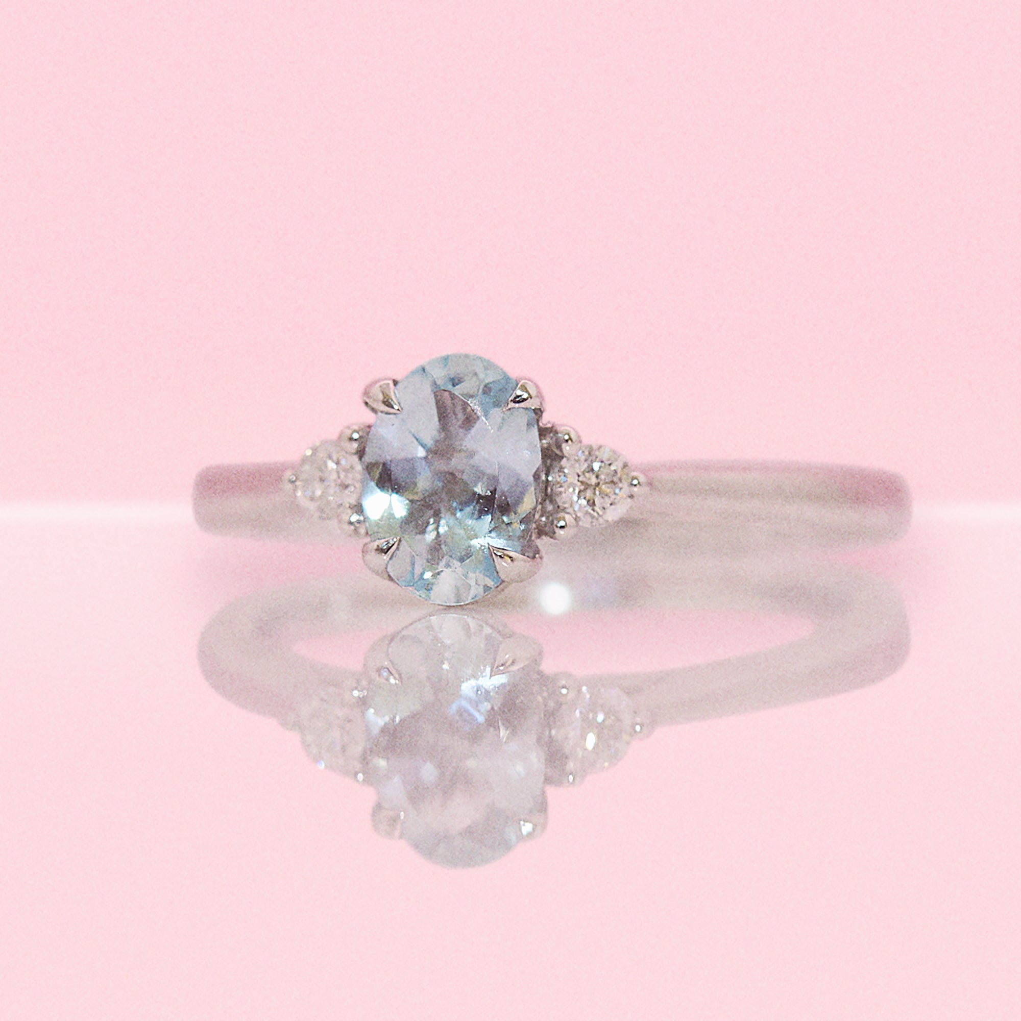 Platinum 0.61ct aquamarine and 0.10ct diamond ring