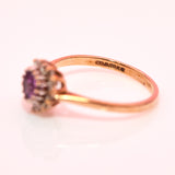 9ct gold heart shaped amethyst and diamond ring