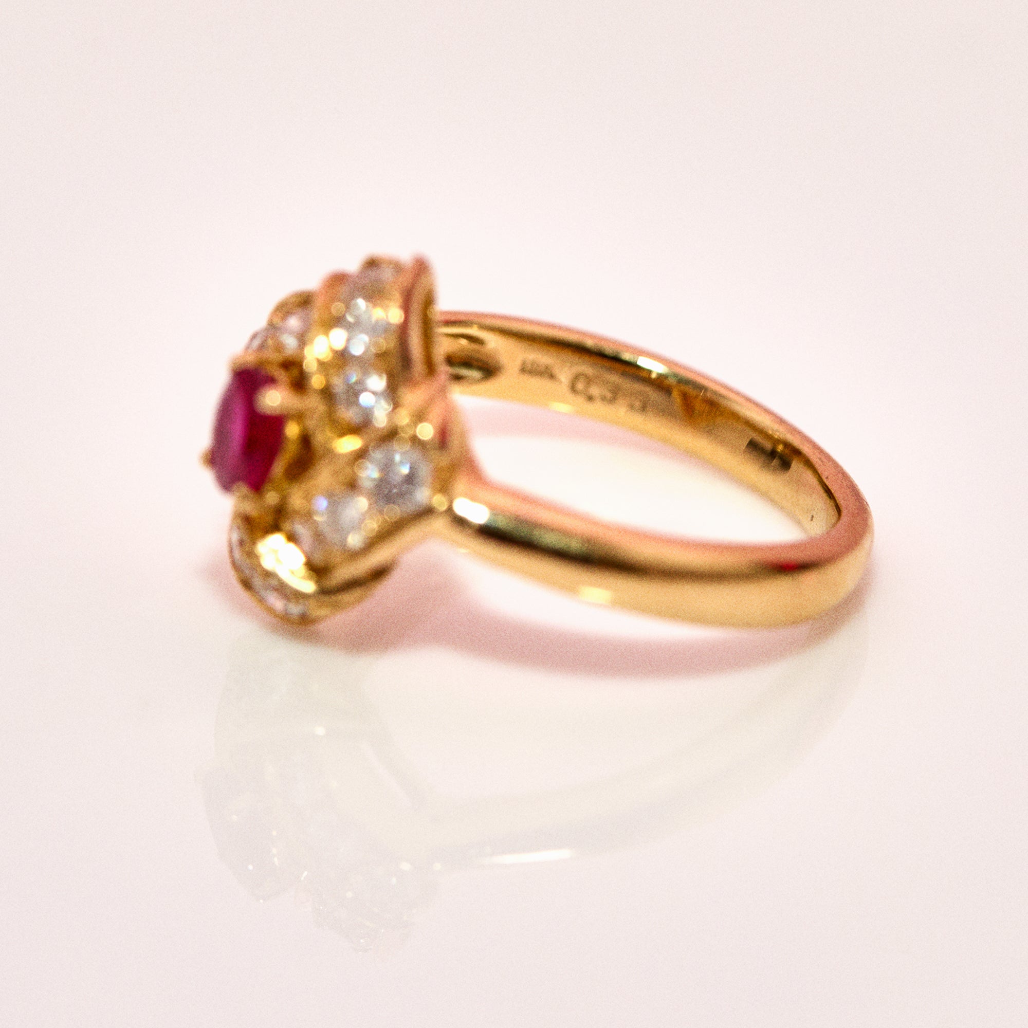 18ct gold ruby and diamond cluster ring