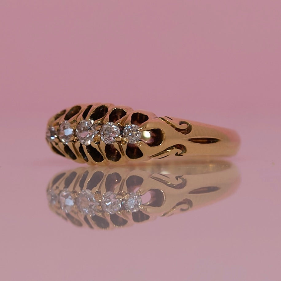 18ct gold diamond five stone ring from 1907