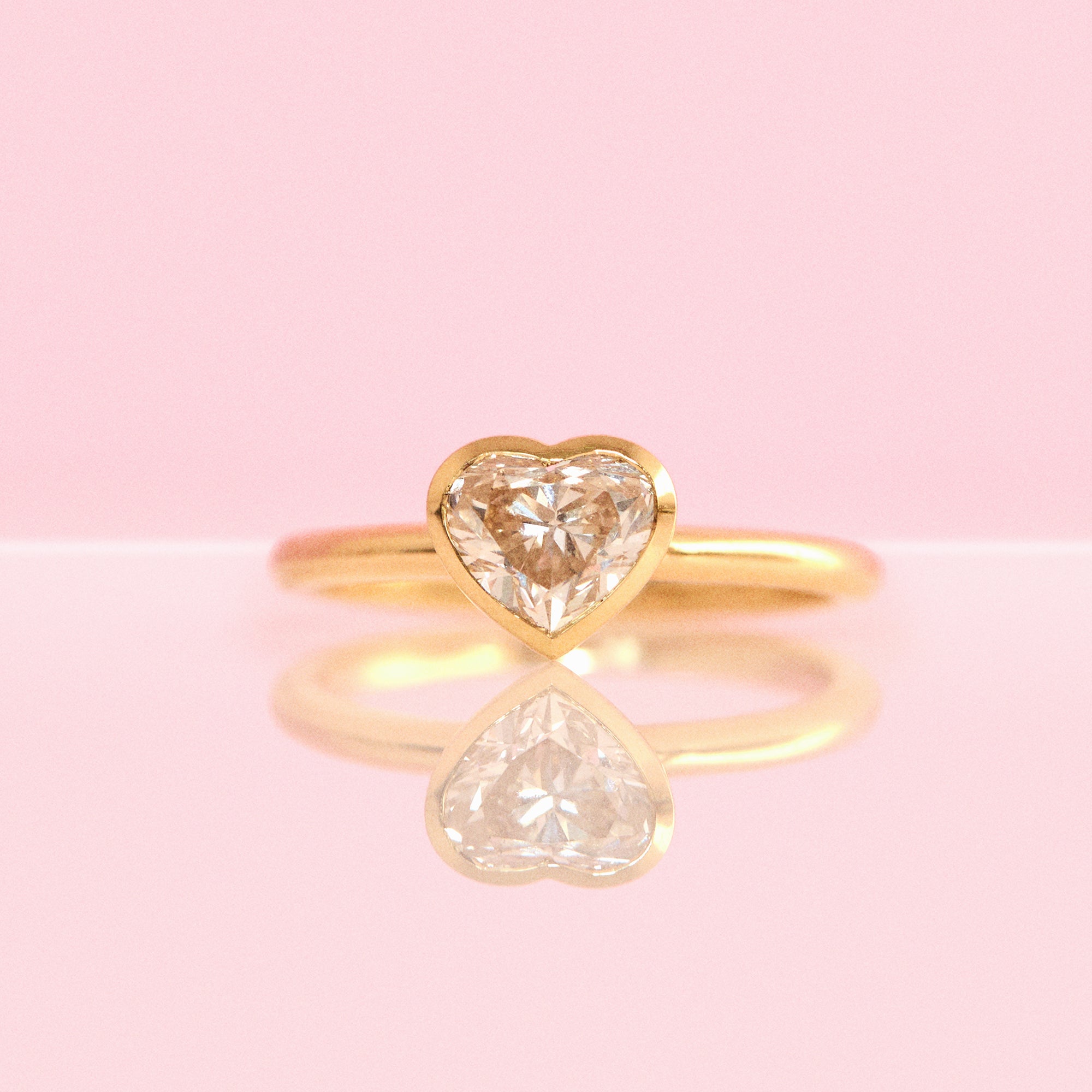 18ct gold bezel set 1.07ct heart-shaped diamond ring